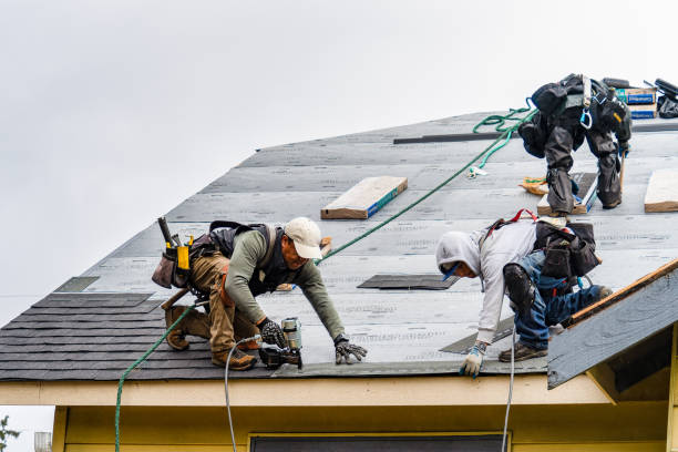 Professional Roofing technician working in Woodland, PA